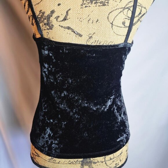 Susan Lucci Vintage Black Velvet Tank Top Bra Support 34D Spaghetti Strap - Picture 2 of 5